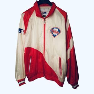VTG 90s Pro Player Philadelphia Phillies Zip Up Windbreaker Jacket Medium MLB